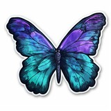 Fototapeta Motyle - Cut sticker of a blue butterfly with purple wings on white background. Generative AI