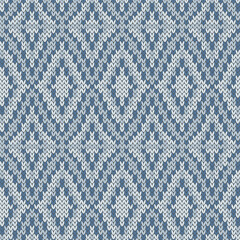 Wall Mural - Blue pastel pattern jacquard knitted seamless pattern for mat or blanket design. Vector illustration