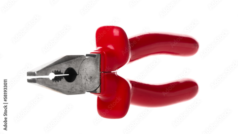 Red pliers isolated on white background