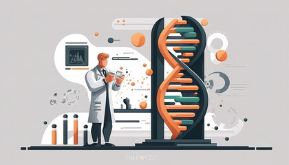 Sticker - Genetic scientist working on a DNA strain in the laboratory. Generative AI.