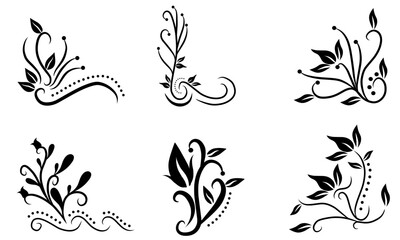 set of floral vector elements