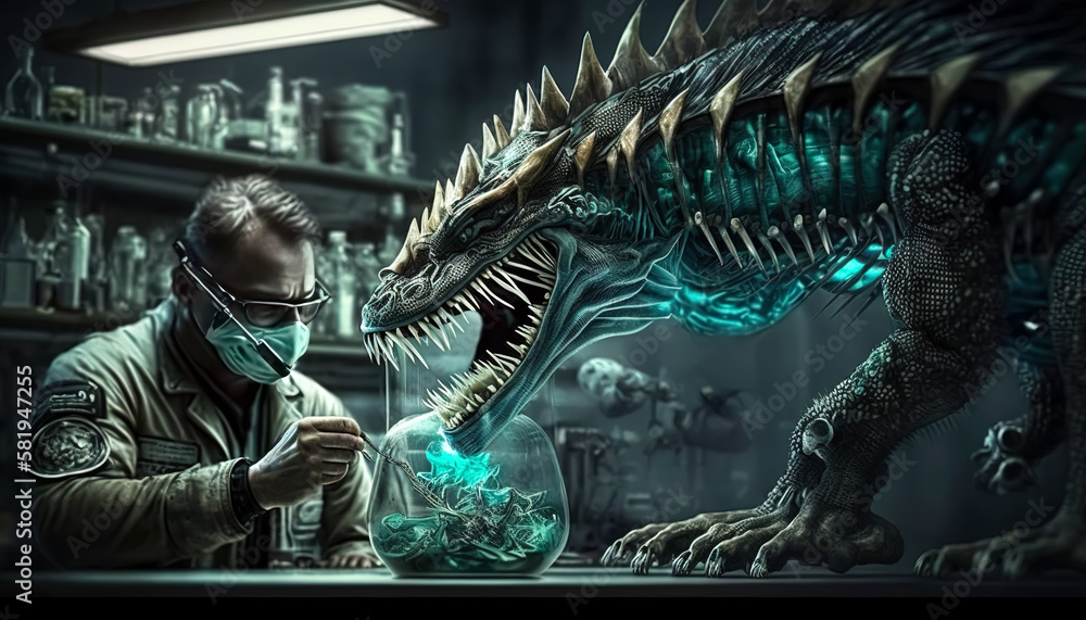 Scientists researching a alien in a secret laboratory. Generative AI ...