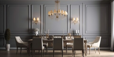 Wall Mural - 4K resolution or higher, Elegant dining room interior composition. Generative AI Technology