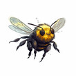 Cute flying bumble bee character on white background