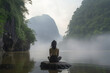Meditation yoga. mystic jungle atmosphere. generative AI 