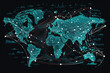 Supply Chain Network digital illustration of a world map with interconnected transportation routes for international logistics, generative ai