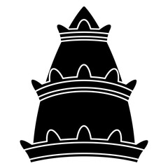 papal tiara. religious catholic symbol. black and white negative silhouette.