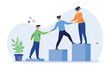 © free_illustration10 - Teamwork, mentorship and cooperation concept. Employees giving hands and helping colleagues to walk upstairs. Vector illustration.