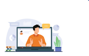 webinar concept illustration. educational web seminar, internet classes, professional personal teach