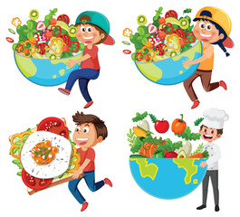 Wall Mural - Set of healthy food icon