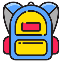 Wall Mural - school bag icon in colorful style isolated on transparent background