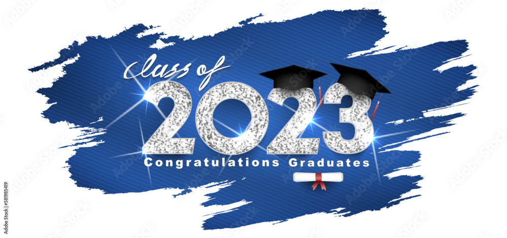 Class of 2023 Vector text for graduation silver design, congratulation ...