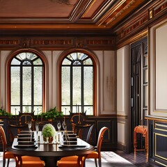 Wall Mural - Dining room with a classic design and traditional furnishings2, Generative AI