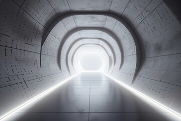 Poster - Abstract futuristic corridor with a vacant floor and room with lighting for the product showcase, space, interior, and display. Modern Future interior design concept with cement floor and walls