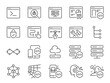 Software development icon set. It included a code editor, coding, mobile app development, front-end dev, and more icons.