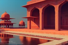 Design For Tourist Poster Or Flyer, Vintage Style, About Indian Architecture And Traditional Habitat In India. Generative AI