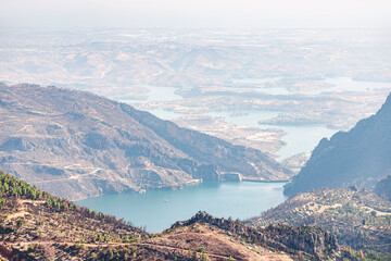 Wall Mural - view of a green canyon water reservoir in Turkiye near Alanya. Travel attractions and natural parks