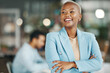© Allistair/peopleimages.com - Happy, smile and arms crossed with black woman in office for leadership, management and development. Vision, inspiration and mission with female employee for growth, motivation and empowerment
