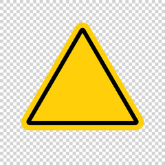 Yellow triangle sign isolated on transparent background. Vector.