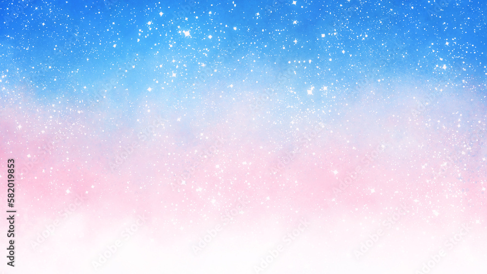 青とピンクの水彩グラデーション、キラキラ背景 Stock Illustration