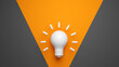 Light bulb idea concept top view on orenge background. 3D rendering