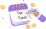 Fototapeta  - Tax Day Reminder Concept. Businessman submit tax by online concept, online tax payment and report. Business income. 3d illustration.