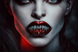 © alexkoral - portrait of woman vampire monster with fangs. Generative AI illustration