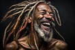 beaming 55-year-old Jamaican man with long dreadlocks, radiating positivity and happiness. Generative AI