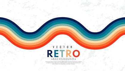 Wall Mural - abstract minimalist retro background with wavy stripes elements. 70s lines background. graphic vecto