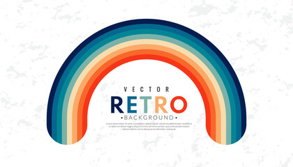 Wall Mural - abstract minimalist retro background with colorful rainbow stripes elements. 70s lines on white back