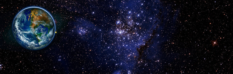 Wall Mural - earth from space. earth globe with stars and nebula background. earth, blue sunrise.elements of this