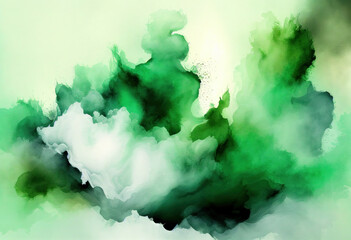 Wall Mural - Green abstract background, Marble texture, Watercolor, Generative AI
