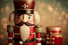 Christmas Nutcracker Toy Soldier Close-up , Ai Generated