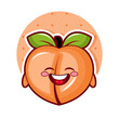 Cartoon illustration of peach fruit with smiley face
