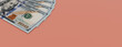 © RocknRoller Studios - Finance concept with One Hundred Dollar Bills on a Pink surface. Currency Banner with copy-space.