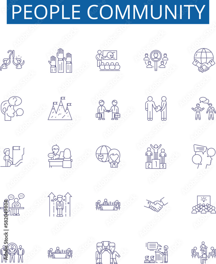 People community line icons signs set. Design collection of Community ...