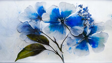 Beautiful Blue Plumbago Flower Acrylic Encaustic Abstract Painting Desktop Wallpaper