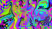 Trippy Strip Psychedelic Pattern. Neon Color Wavy Background