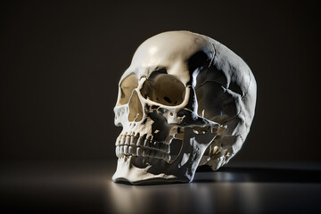 Realistic skull isolated in black background created with an ai generative ai technology