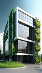 3D office building with lots of green plants. Generative AI