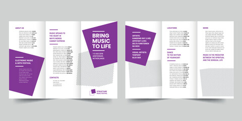 Wall Mural - Music Festival  trifold brochure template. A clean, modern, and high-quality design tri fold brochure vector design. Editable and customize template brochure