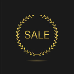 Wall Mural - sale clearance golden laurel wreath vector label