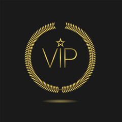 Wall Mural - Vip golden laurel wreath vector label