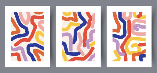 Wall Mural - abstract stripes colorful elements wall art print. printable minimal abstract poster. wall artwork f