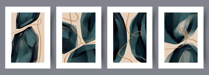 Wall Mural - abstract drawn modern figures wall art print. printable minimal abstract poster. wall artwork for in