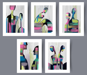 Wall Mural - portrait people surreal body wall art print. printable minimal abstract poster. wall artwork for int