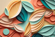 Pastel papercut texture with colorful cut and floral elements. Intricate floral cut with pastel colors background. Ai generated