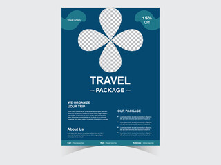 Travel business promotion web banner template design for Flyer Design. Travelling, tourism or summer holiday tour online marketing flyer, post or poster with abstract graphic background and logo