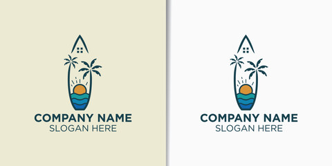 Wall Mural - summer and beach vintage logo design vector, holidays logo design template