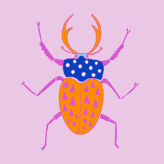 Vector Drawing Of A Beetle With Decorative Elements